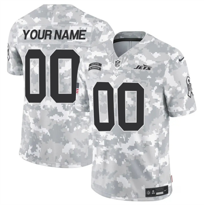 Men's New York Jets Active Player Custom Arctic Camo 2024 F.U.S.E. Salute to Service Limited Football Stitched Jersey